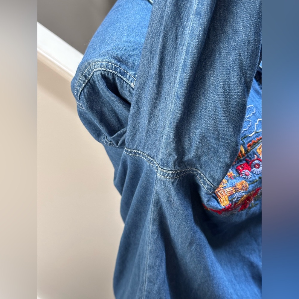 SOLD Vintage Y2K Bobbie Brooks Denim Fall Harvest Embroidered Button Women’s L - Picture 12 of 13